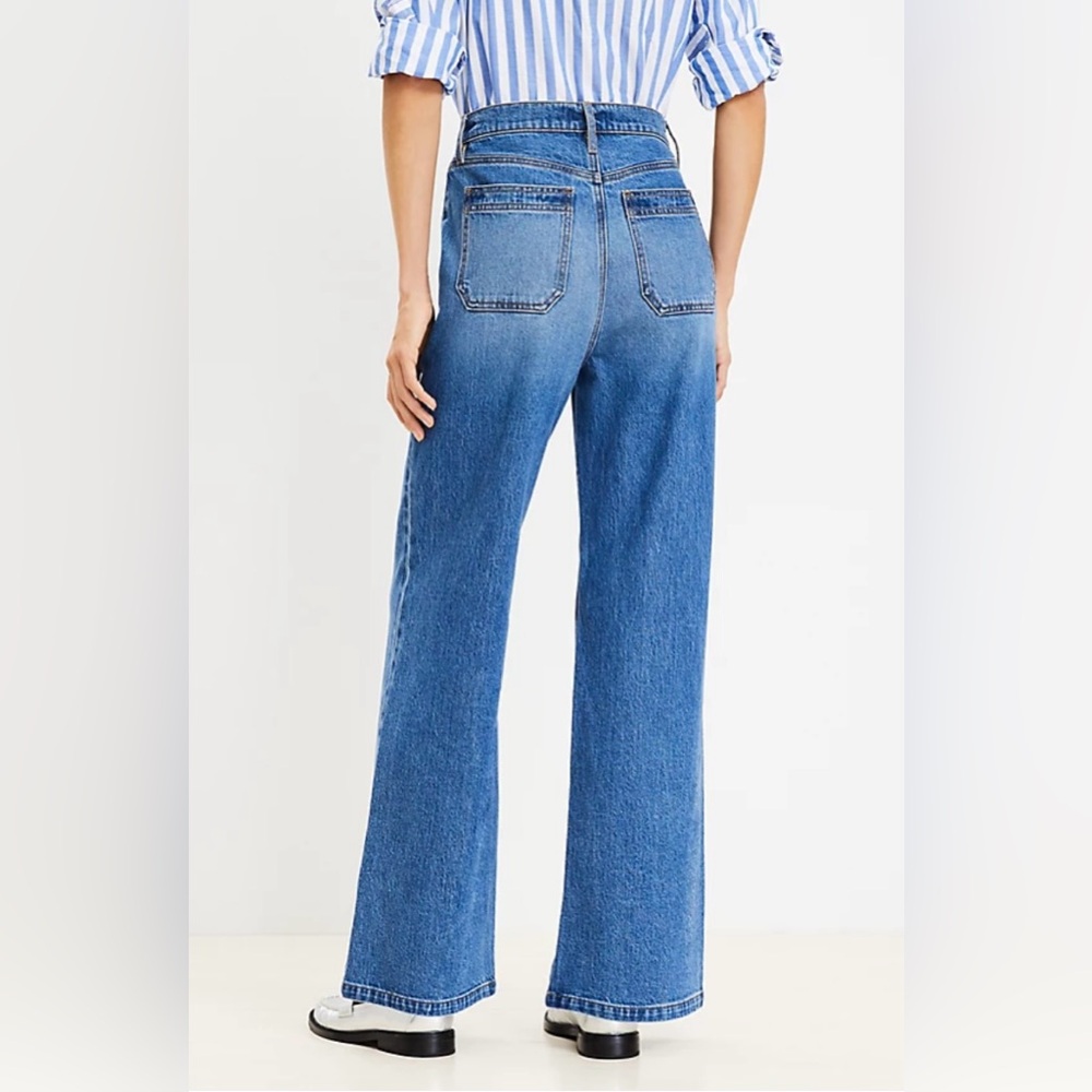 LOFT Curvy Mariner High Rise Wide Leg Jeans - Picture 2 of 8